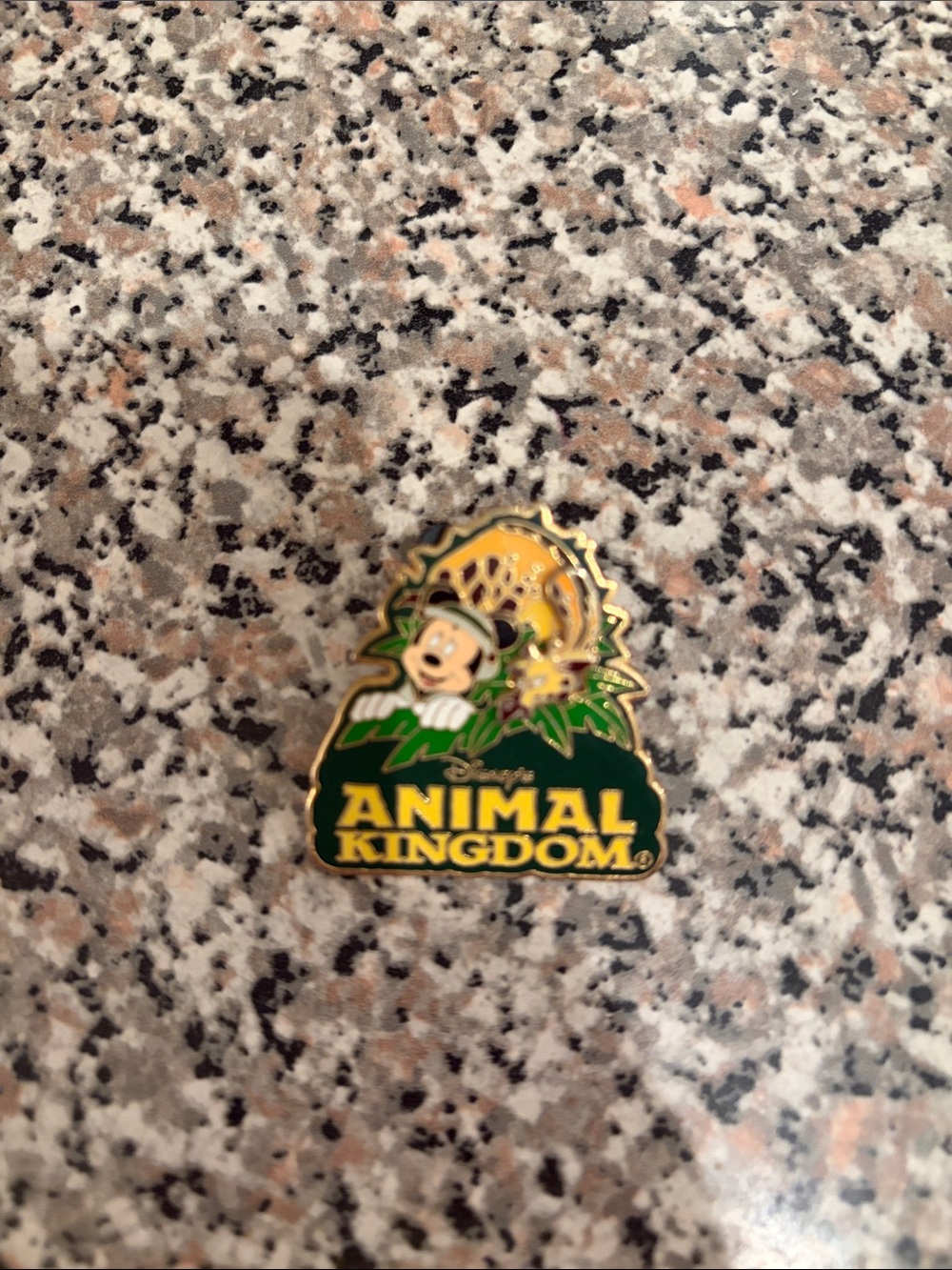 Disney Animal Kingdom Moveable Green and Yellow Logo Pin with Mickey